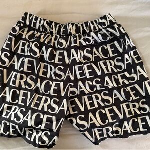 Versace Monochrome Logo Print Shorts
